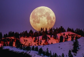 full moon near the horizon